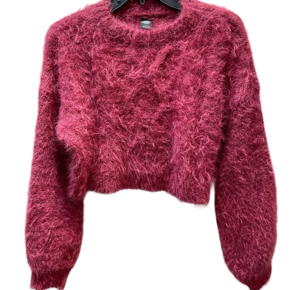 ❤️ URBAN OUTFITTERS BURGUNDY FUZZY CROPPED SWEATER SIZE SMALL
